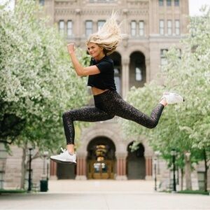 Zyia Black Rose Gold Flake Light n Tight Hi Rise 7/8 24” Leggings